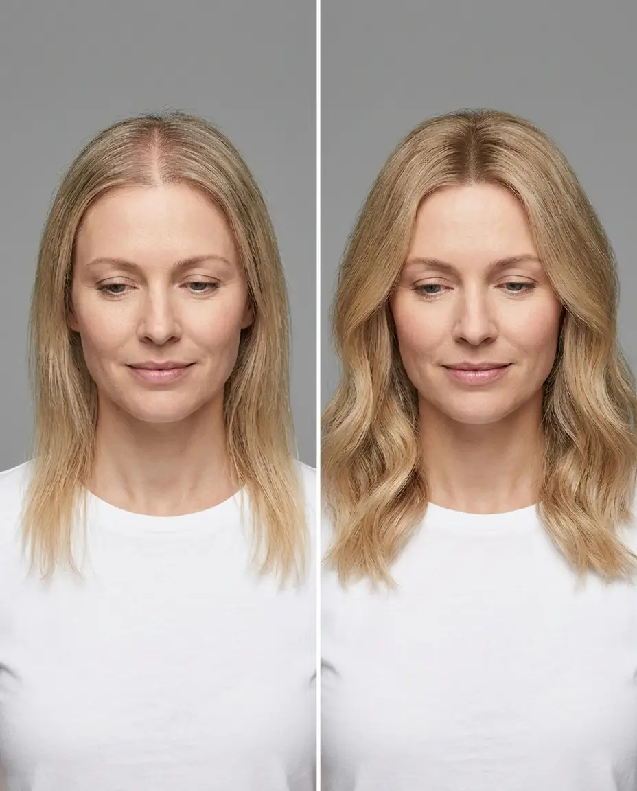 Voor en na: topper bij dunner wordend haar — blond